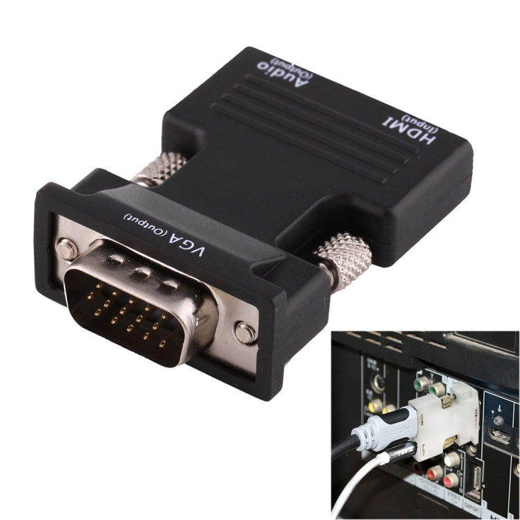 Convertitore HDMI femmina a VGA maschio con adattatore di uscita audio per proiettore, monitor, TV, HDMI to VGA+Audio Convertitore HDMI femmina a VGA maschio con adattatore di uscita audio per proiettore, monitor, TV, HDMI to VGA+Audio